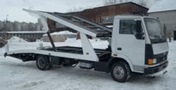Mubu nga kinatibuk-ang paghulagway, paghulagway. Pag-tow sa mga trak nga Tata-613 Amur-4346 (2 nga mga platform sa scrap)