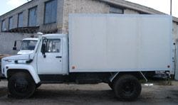 Breve descrição, descrição. Van de carga Van de carga Pingo-Auto no chassi GAZ 3309