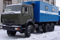 簡要回顧、描述。 移動車間（緊急維修車） 克拉斯諾戈爾斯克 KAF PKSR 採用 KamAZ-43114 底盤