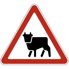 Sign 1.26. Cattle drive - Signs of traffic rules of the Russian Federation