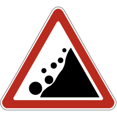 Zeichen 1.28. Steinschlag - Zeichen der Verkehrsregeln der Russischen Föderation