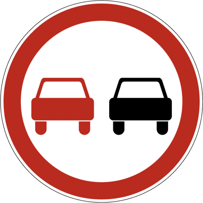 Zeichen 3.20. Überholen ist verboten - Zeichen der Verkehrsregeln der Russischen Föderation