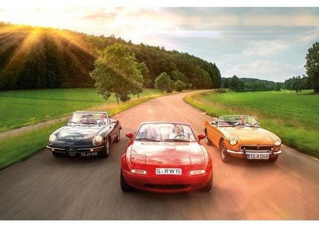 Test drive Alfa Spider, Mazda MX-5 and MGB: welcome to the club