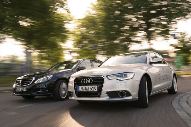 Tiomáint tástála Audi A6 2.0 TDI Ultra vs Mercedes E 220 Bluetec: Costas? Sár-íseal!