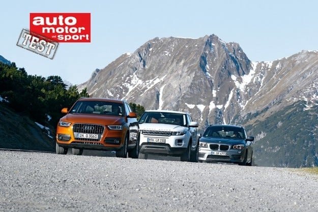 Proefrit Audi Q3, BMW X1 en Range Rover Evoque: heren in de natuur