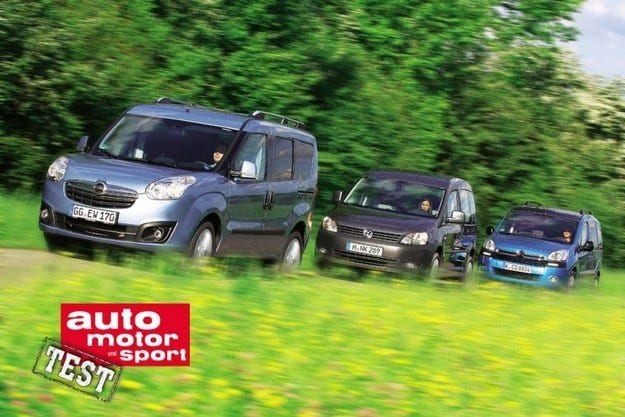 Test ajotina Citroen Berlingo, Opel Combo û VW Caddy: haya baş