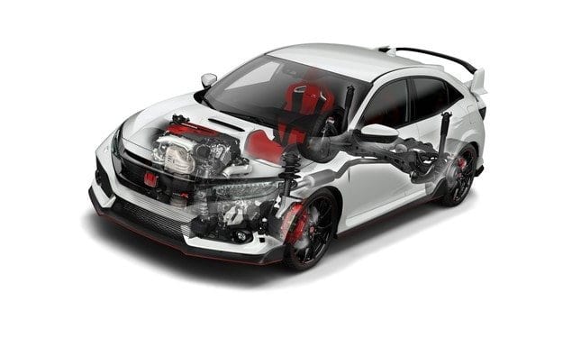 Bandomasis važiavimas Honda Civic Type R: automobilio anatomija