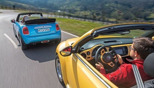 Probna vožnja Mini Cabrio, VW Beetle Cabrio: Zdravo sunce