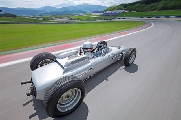 Test drive Porsche 804 Formula 1-ից՝ հին արծաթագույն