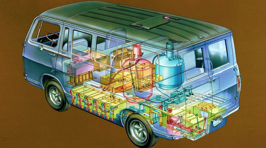 GM Electrovan, Brennstoffzellen gab es schon 1966.