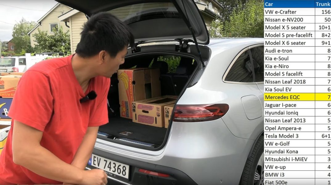 Объем багажника Mercedes EQC: 500 литров или 7 банановых ящиков [видео]
