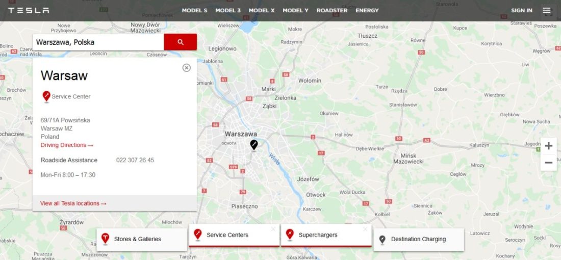 Сервис Tesla в Польше уже на карте Tesla.com и &#8230; официально открыт [обновление] • ЭЛЕКТРОМАГНИКИ