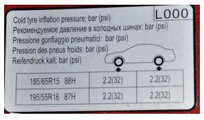 Таблица давления в шинах по марке автомобиля