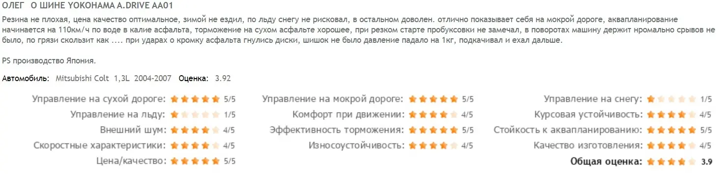 Отзывы о резине «Йокогама А Драйв» — обзор характеристик, особенности технологии производства