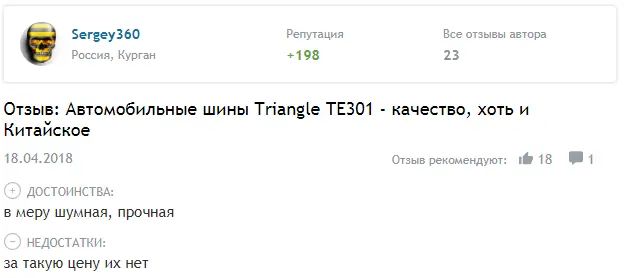 Отзывы о шинах Triangle TE301 и подробный обзор модели