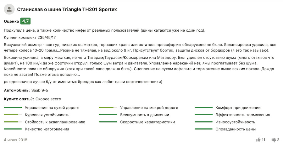 Отзывы о шинах Triangle TH201 – обзор и тесты модели