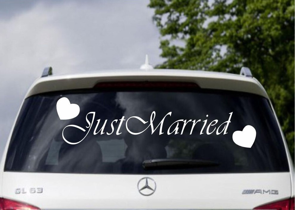 Свадебные наклейки на кузов, стекла, номера машин