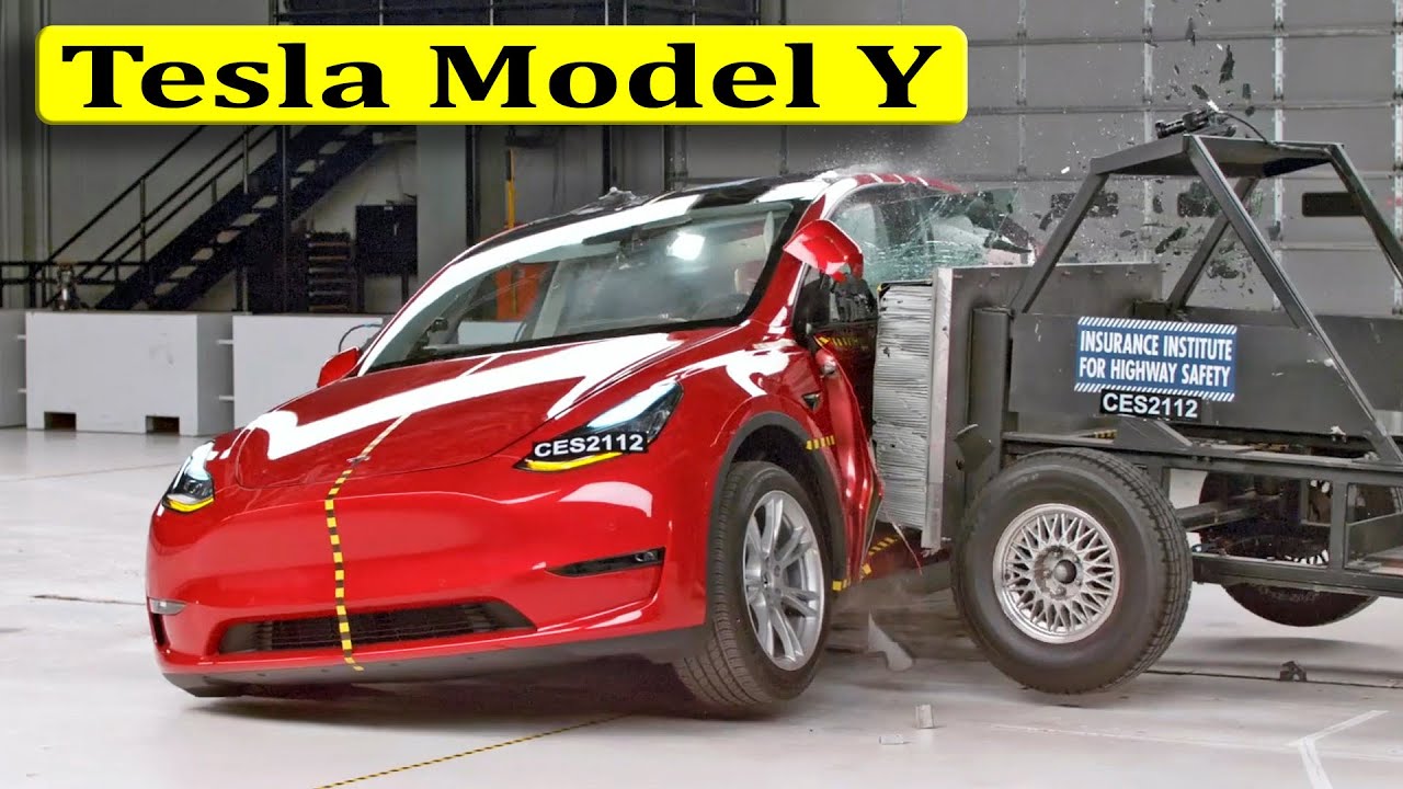 Потрясающее видео краш-теста Tesla Model Y на тестах NHTSA