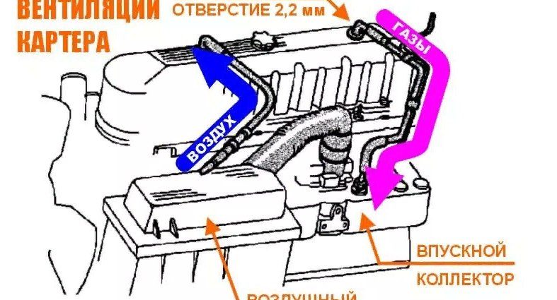 Схема вентиляции картера двигателя