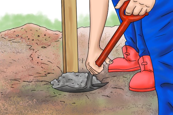 Как использовать копалку, чтобы выкопать яму для столба?