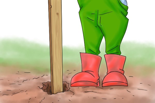 Как использовать копалку, чтобы выкопать яму для столба?