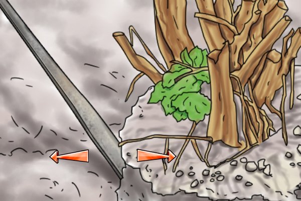 Как использовать копалку для удаления дерева или кустарника?