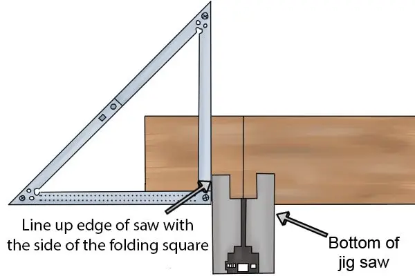 Как использовать складной угольник в качестве направляющей для пилы?