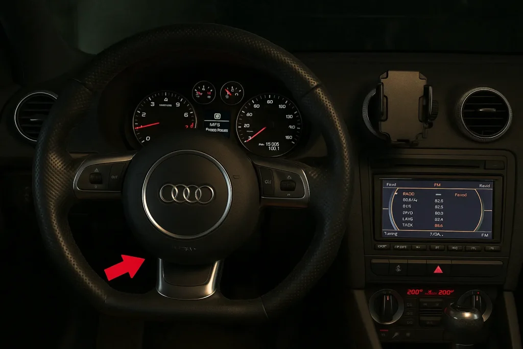 Порт OBD2 в Audi RS4 (B7) (2005–2009)