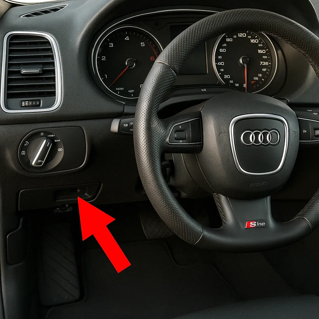 Порт OBD2 в Audi Q7 (4L) (2006–2015)
