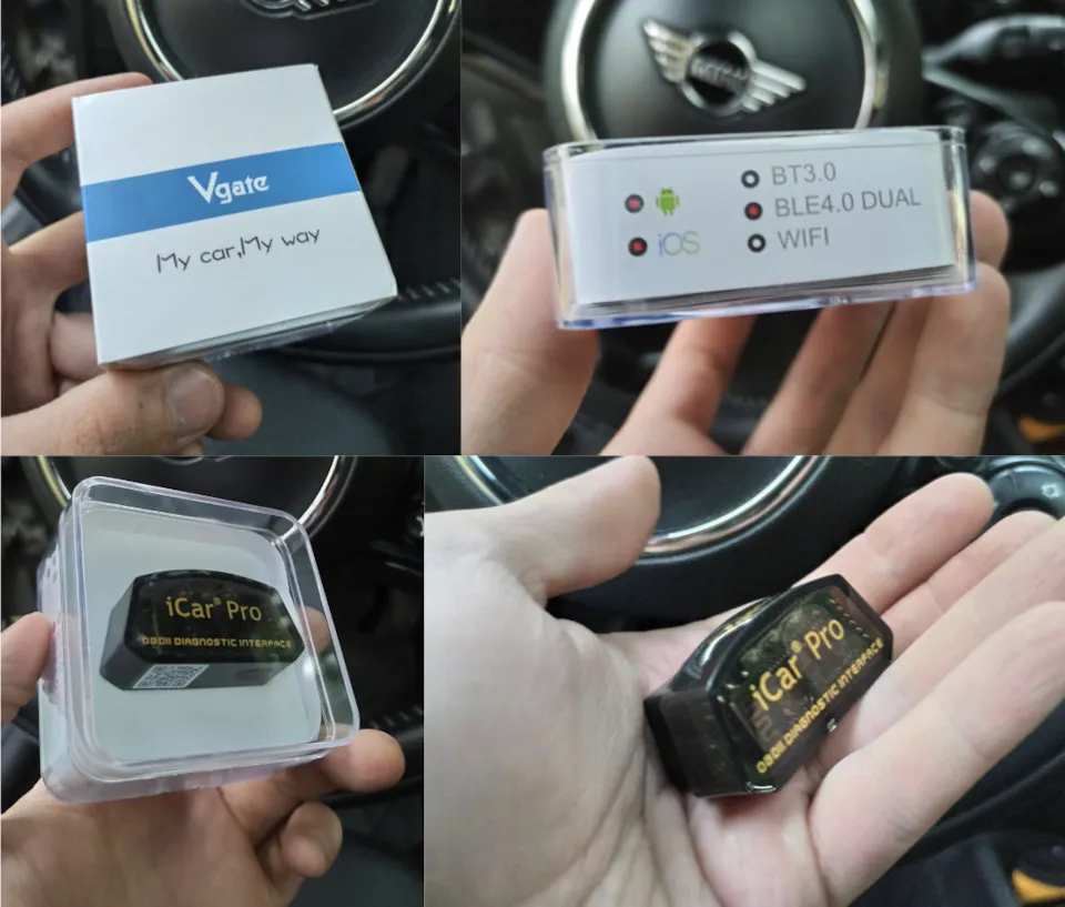 Сканер подключён к разъёму OBD-II автомобиля