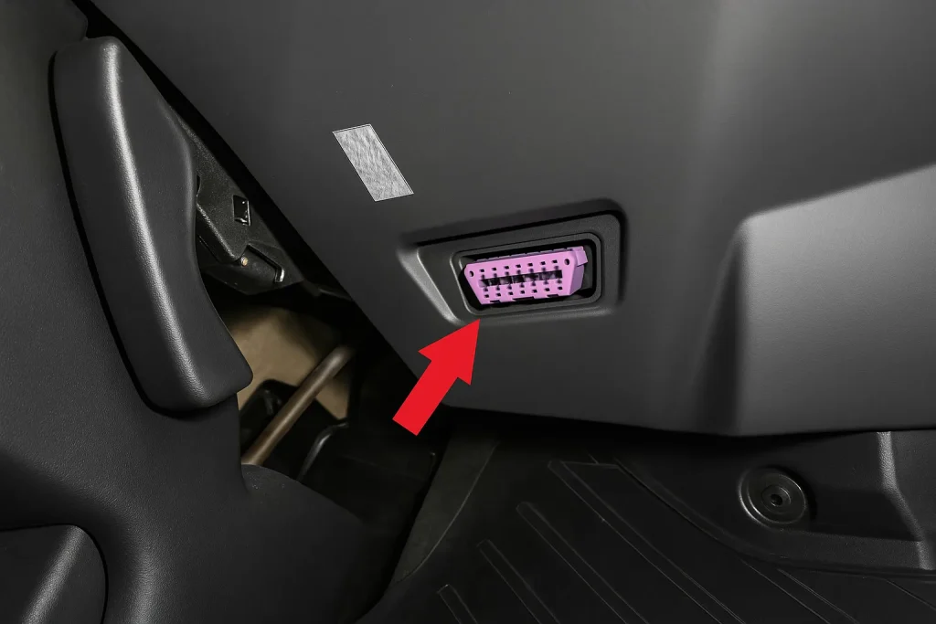Порт OBD2 в Audi RS3 (2011–2012)