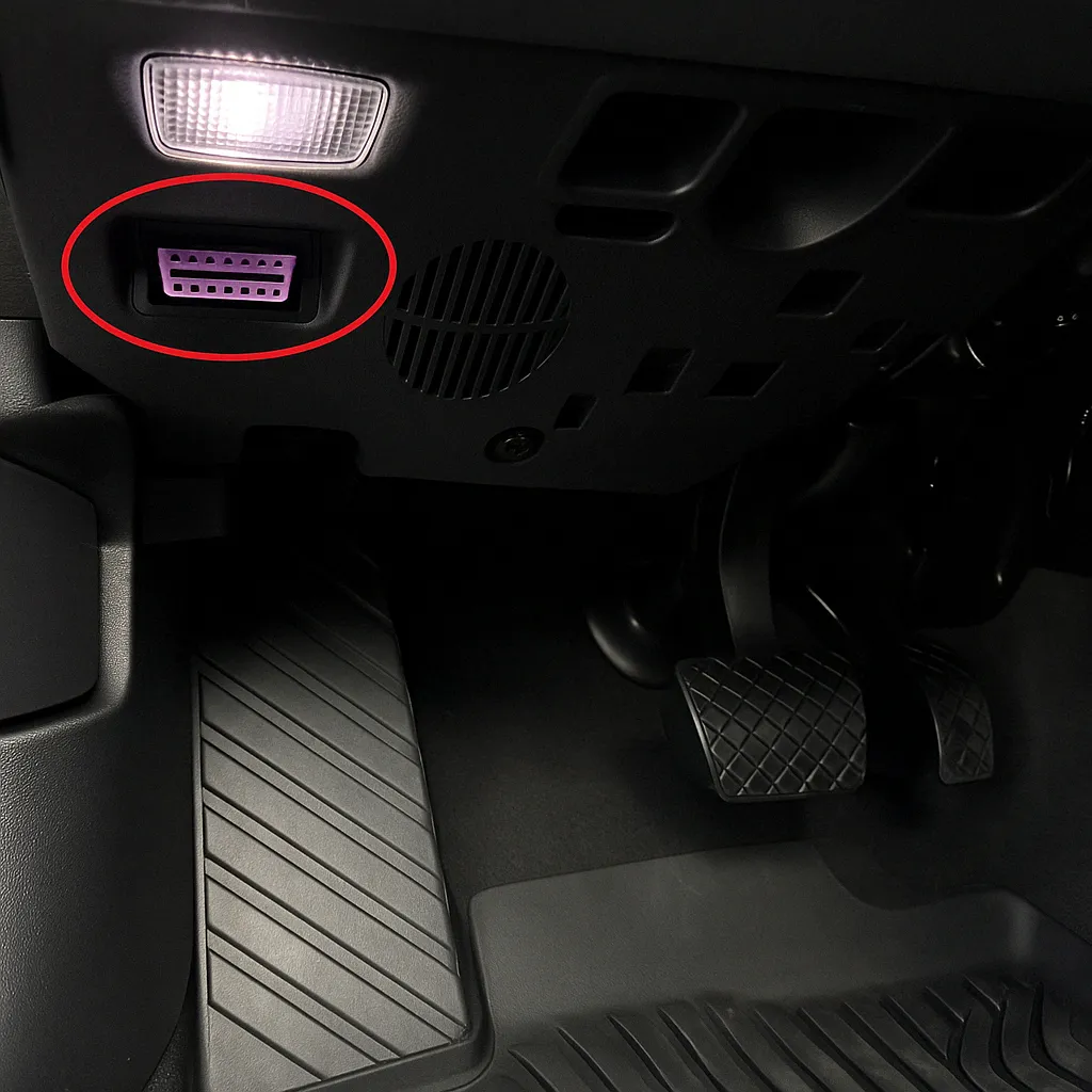 Порт OBD2 в Audi A8 (D5) (2017–н.в.)