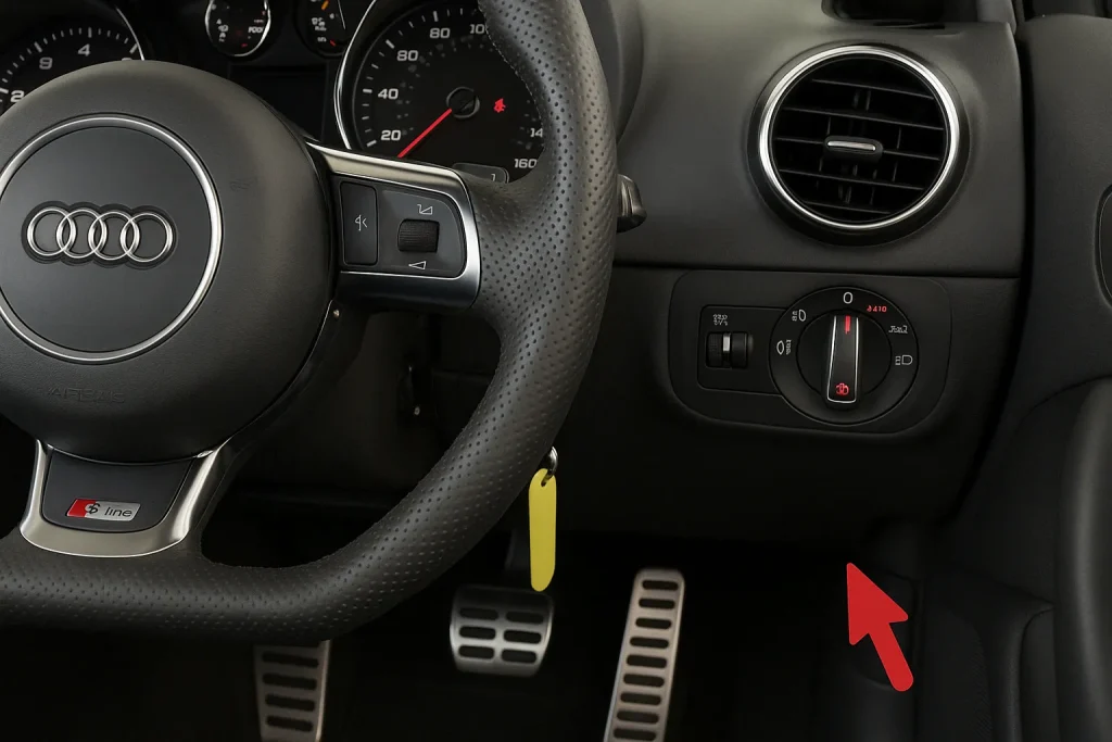 Порт OBD2 в Audi TT (8J) RHD (2006–2014)