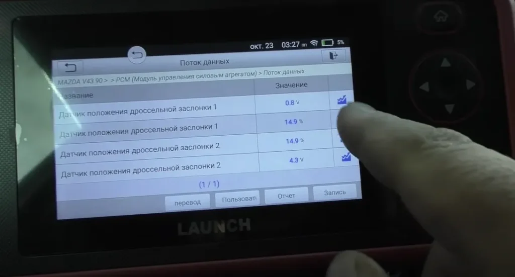 Скриншот диагностики Launch CRP129E