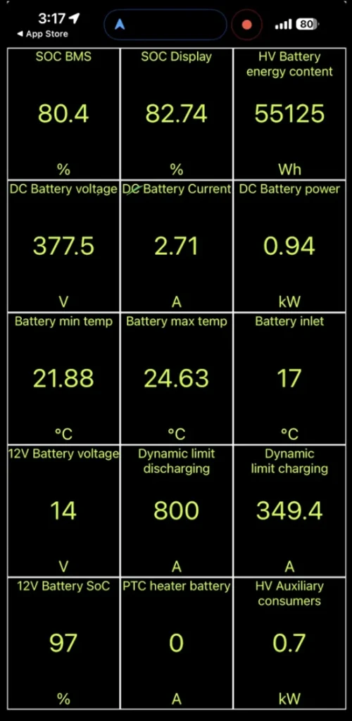 Скриншот диагностики Veepeak OBDCheck BLE+
